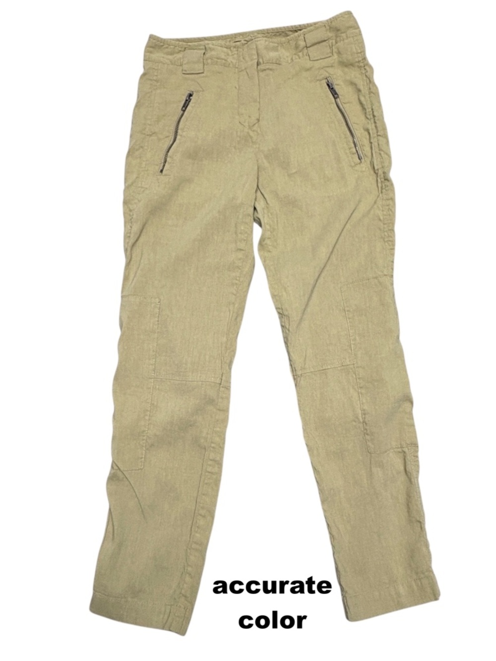 pants THEORY cropped cigarette vintage 0/2 beige front & back zip pockets slim
